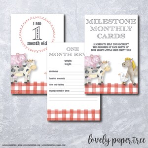 Tarjetas de hitos mensuales de la granja / Regalo de baby shower / MC17