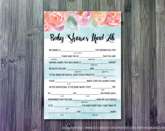 Flower Baby Mad Lib | Baby Shower Game | Instant Download | ML1