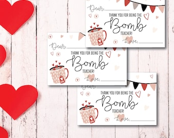 Bomb Teacher Valentines day | Gift tag | Instant Download | TAG22