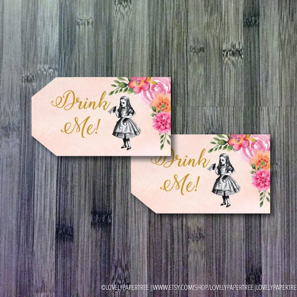 Drink Me Thank you Tag | Alice in Wonderland | Bottle Tags  | Instant Download | TAG4