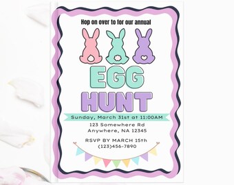 Editable Easter Egg Hunt Invitation, Instantly Download and Share or Edit with Canva on Smartphone or Computer