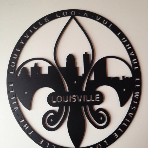 16 "fleur de Lys Louisville Skyline avec des prononciations