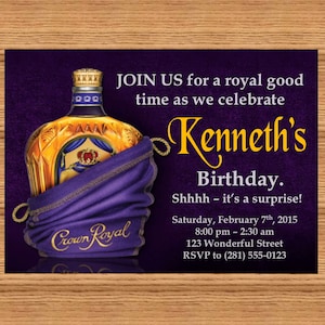 DRUCKBARE individuelle Einladung - Crown Royal Themed Party Einladung