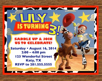 PRINTABLE Custom Invitation - Toy Story Birthday Invitation featuring Jessie and Bullseye