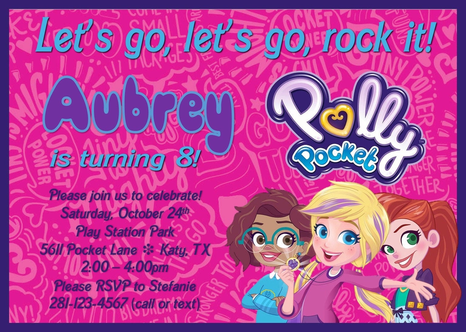 PRINTABLE Custom Invitation Polly Pocket Themed Birthday Etsy