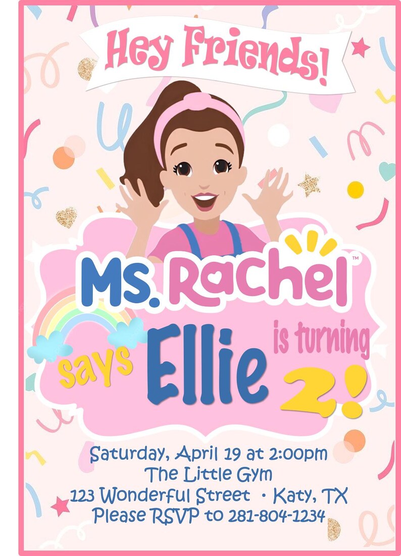 Custom Printable Invitation - Ms. Rachel Invitation - Etsy