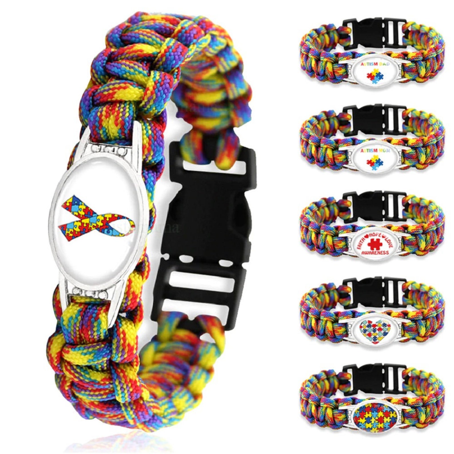 Autism Alert Awareness Paracord Para Cord Bracelet Wristband Etsy