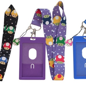 Mushrooms Print Lanyard with ID Badge Key Holder and Decorative Charm School Pass Nurse Teacher Student Accessories Gift Party Favors