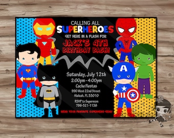 superhero invitation etsy