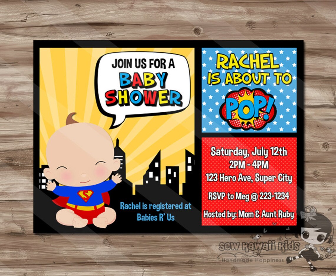 SUPERHERO Baby Shower Invitation Superhero Invite Etsy