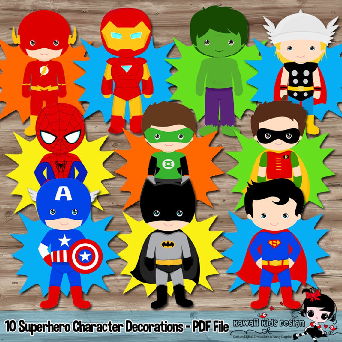 Superhero Birthday Party Supplies Diy Character Popups Etsy