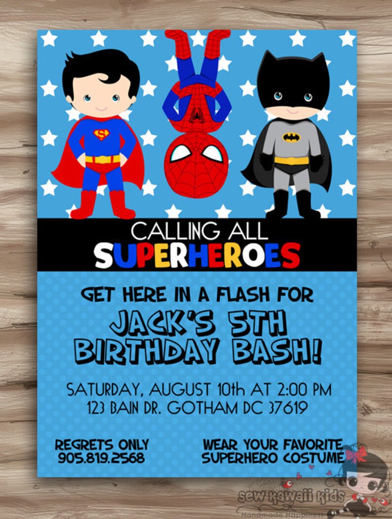 Superhero Birthday Invitation Superhero Invitation Birthday Etsy