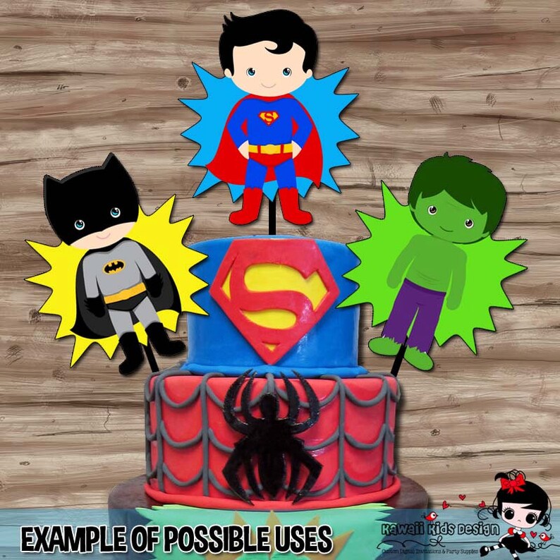 Superhero Birthday Party Supplies Diy Character Popups - Etsy