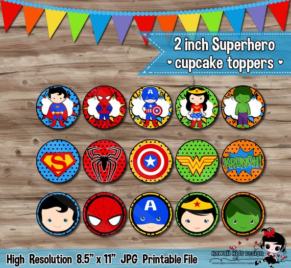Superhero Cupcake Toppers Superhero Birthday Party Supplies | Etsy