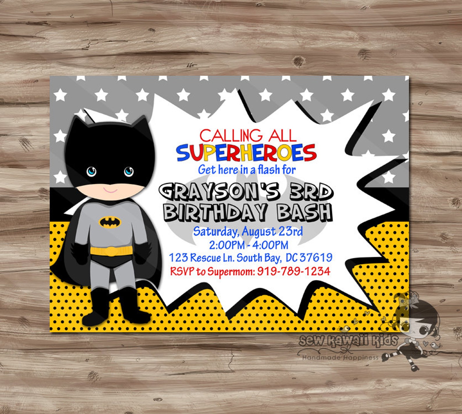 BATMAN Birthday Invitation Personalized Batman Invite Batman Etsy