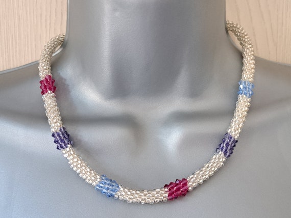 Swarovski Crystal Preciosa Silver Seed Bead Kumihimo Rope