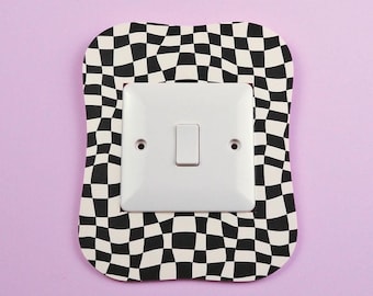 Black & White Checkerboard Square Blob Lightswitch Cover
