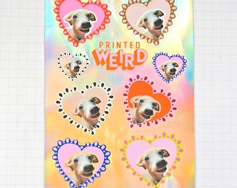 Custom Pet Frilly Heart Holographic Sticker