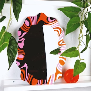 Pink & Orange Marbling Wavy Mirror