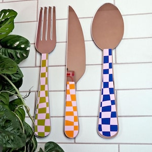 Set di posate a scacchiera oversize con specchio