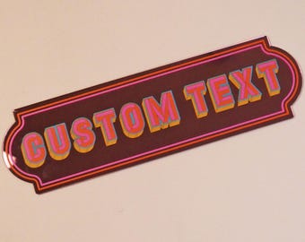 Pink Rectangle Mirror Sign - CUSTOM TEXT