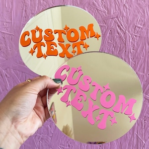 Custom Groovy Text Mini Disc Mirror - LOTS OF COLOURS