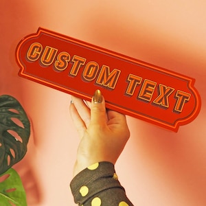 Orange Rectangle Mirror Sign - CUSTOM TEXT