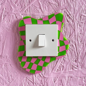 Pink & Green Checkerboard Light Switch