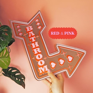 Retro Badezimmer Pfeil Spiegel - PINK & ROT