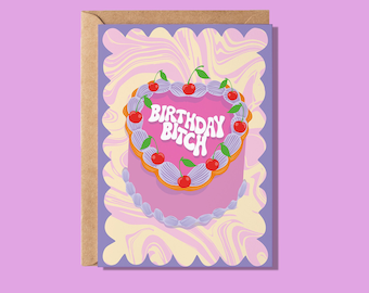 Cartão de felicitações de bolo de aniversário atrevido