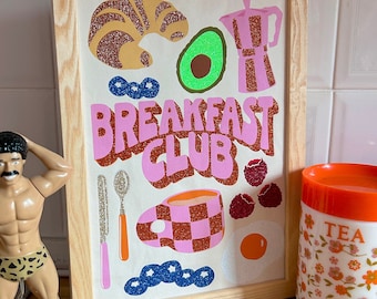 Breakfast Club Glitter Fabric Print