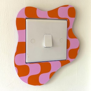Pink & Orange Retro Wavy Light Switch Cover