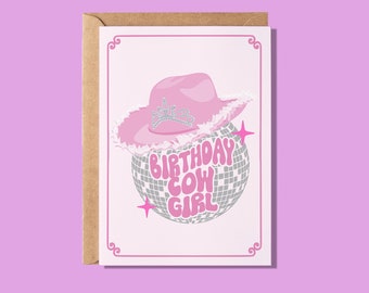 Cartão de felicitações de aniversário de cowgirl