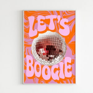 Let's Boogie Retro Orange Wall Print