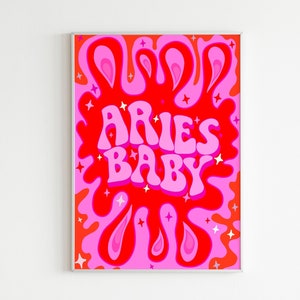 Aries Retro Star Sign Horoscope Wall Art/Wall Decor/Print