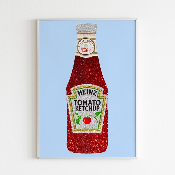 Heinz Tomato Sauce Glitter Retro Wall Art/Wall Decor/Print/Illustration/Kitchen