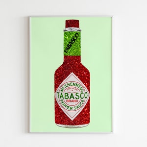 Tabasco Classic Glitter Hot Sauce Wall Art/Wall Decor/Print/Illustration/Kitchen