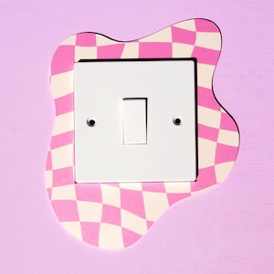 Creme & Pink Schachbrett Lichtschalter Abdeckung