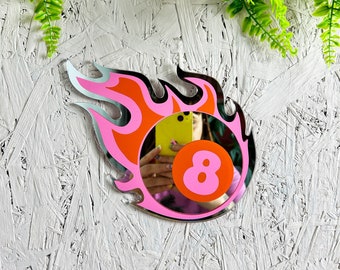 Flaming Eight Ball Mirror