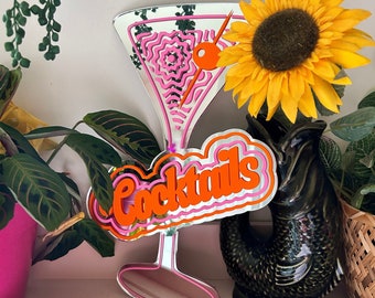 Retro Cocktail Sign Mirror