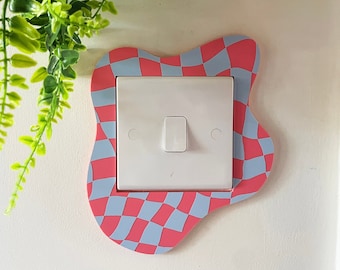 Pink & Blue Checkerboard Light Switch
