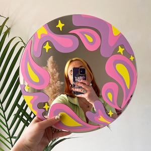 Cosmic Paisley Circle Mirror