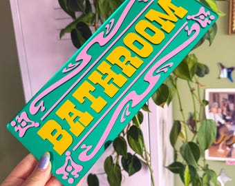 Bathroom Classic Mirror Sign - Green
