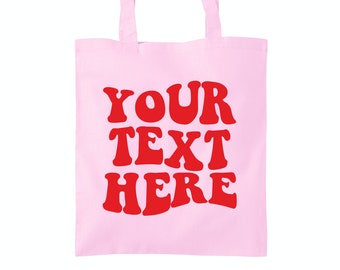 Custom Text Retro Tote Bags, Lots Of Colours Available - Build Your Own Tote