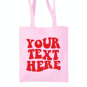 Custom Text Retro Tote Bags, Lots Of Colours Available - Build Your Own Tote