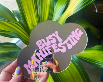 Busy Manifesting Cloud Mirror - Customise Colour