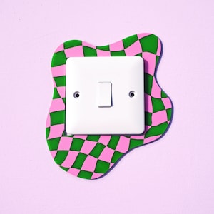 Pink & Green Checkerboard Light Switch