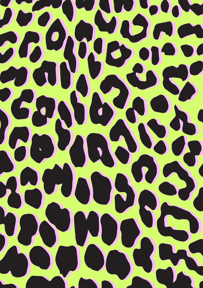 Neon Leopard Print Art/wall Decor Pattern | Etsy