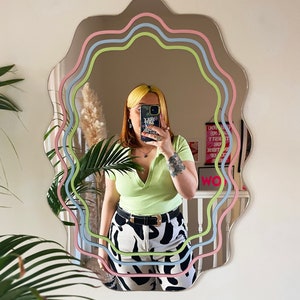 Big Pastel Wavy Mirror