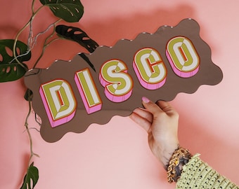 Disco Wavy Mirror Sign - Bold Bronze